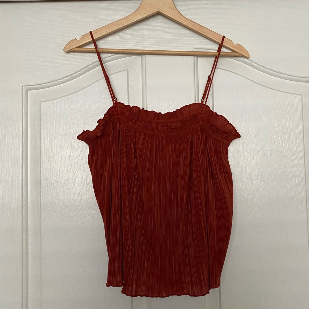 Rust pleated Madewell top